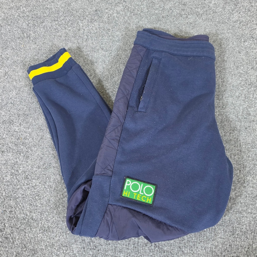Polo Ralph Lauren Hi Tech Navy Blue Quilted Jogger Pants Mens Size Medium Preppy